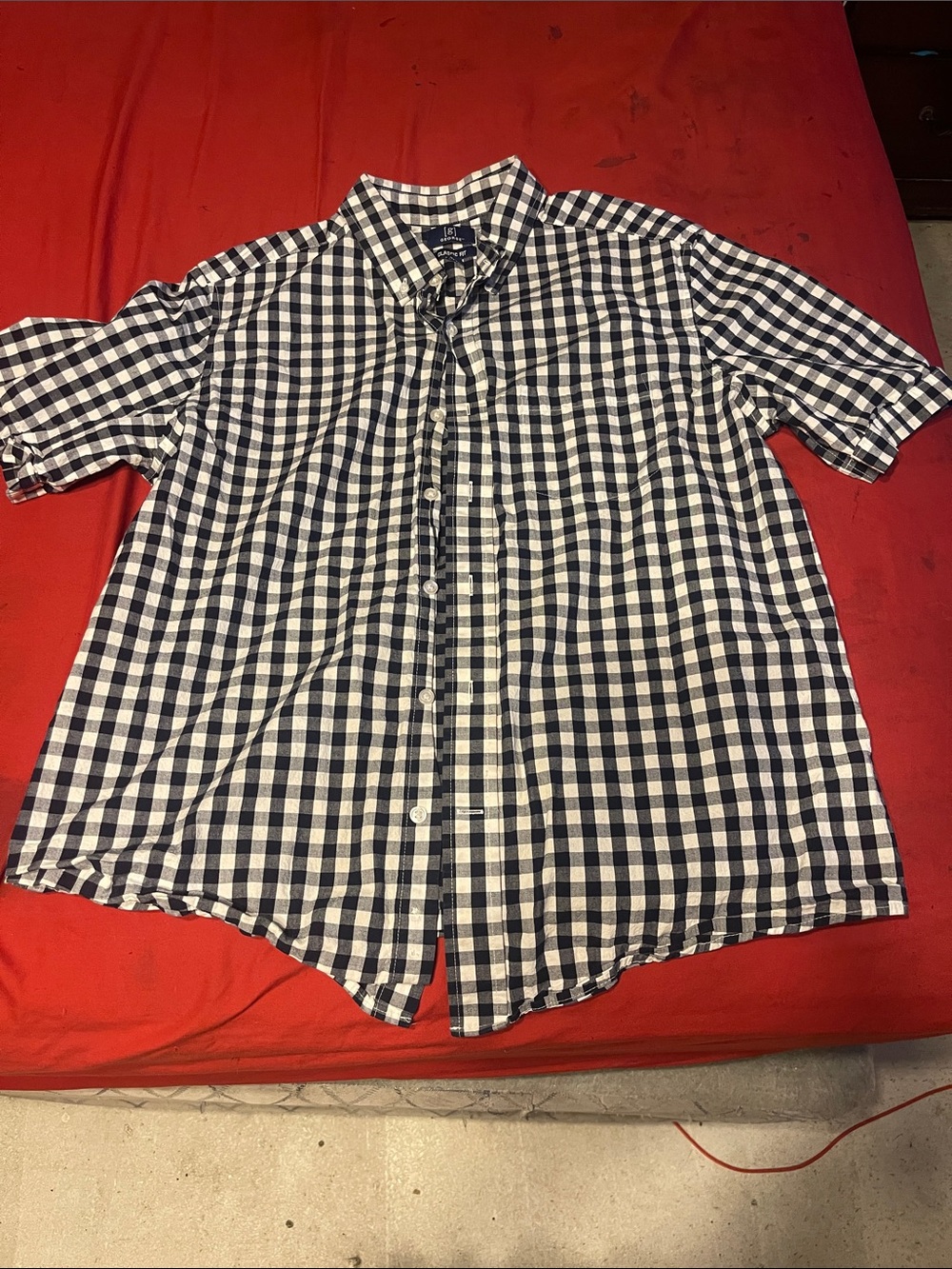 George Navy and White Check Short-Sleeve Button-Down Shirt